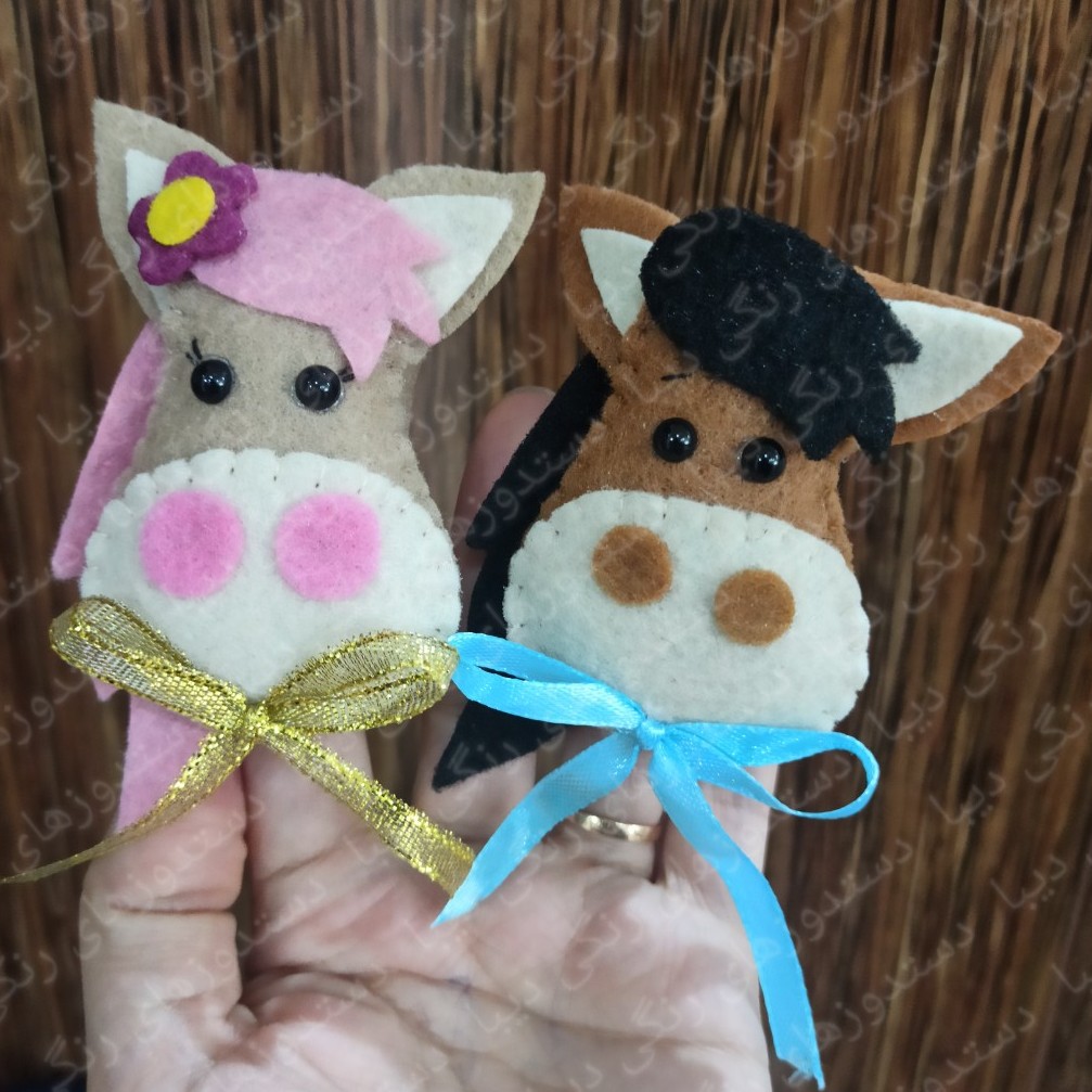 عروسک انگشتی و سرمدادی طرح  اسب (دوتایی)