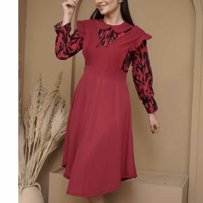 تونیک زنانه دو تکه یقه ب ب جنس سارافن کرپ و شومیز بوگاتی فری سایز 38تا42 رنگ بندی زیبا تنخور عالی  