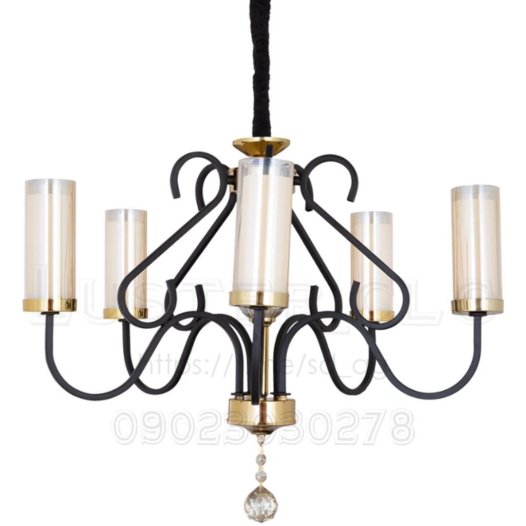 لوستر مشکی طلایی سالن پذیرایی اتاق آشپزخانه پروفیلی فلزی ارزان مدرن جدید آبکاری فورتیک و استاتیک باضمانت 5 شاخه کد M8118