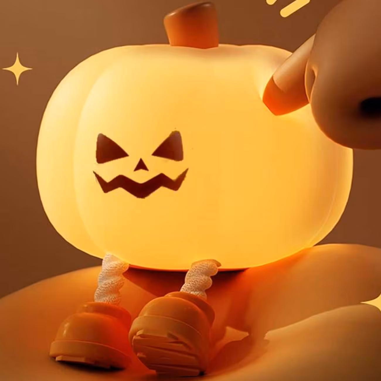 چراغ خواب فانتزی رومیزی شارژی طرح کدو تنبل ایکس‌او OZ08