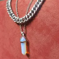 گردنبند دو ردیفه کارتیر دوبل استیل نقره ای منشور