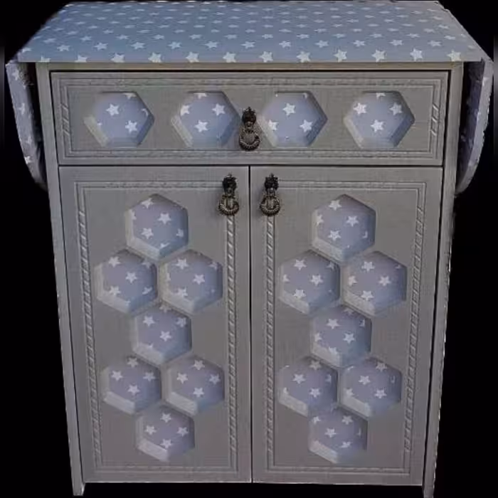 میز اتو وکیوم مدل زنبوری رنگ طوسی 