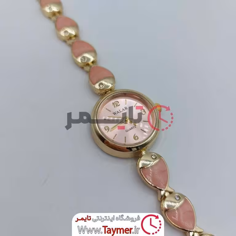 ساعت مچی زنانه و دخترانه رنگ طلایی صورتی مارک والار طرح دستبندجدید.اکسسوری زنانه