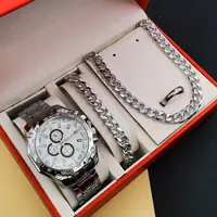 ست ساعت  والار و گردنبند و حلقه استیل شیک مردانه