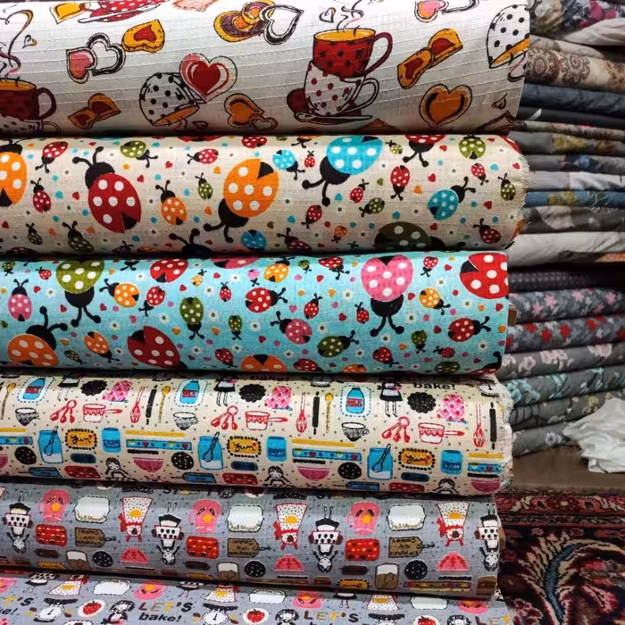 پارچه آشپزخانه پنبه دستمالی متری طرح انتخابی 2