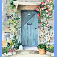 نقاشی آبرنگ در آبی