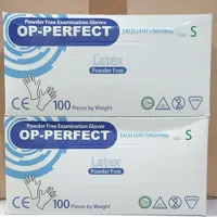 دستکش لاتکس بدون پور  بسته 100 عددی برند op-perfect سایز S