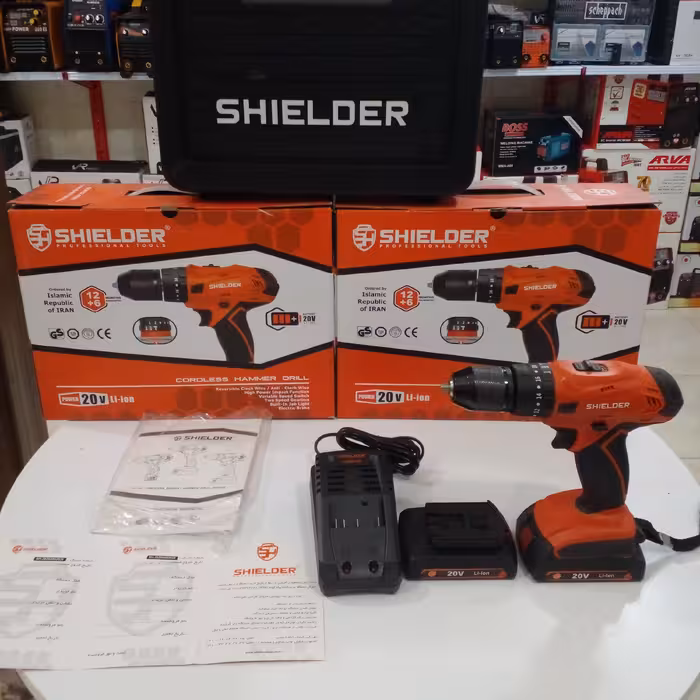 دریل شارژی  20ولت چکشی شیلدرباگارانتی 18 ماهه