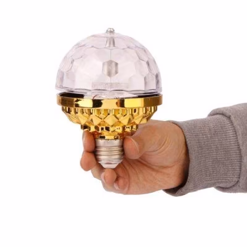 لامپ رقص نور گردان طلایی مدل 6وات RGB نورپردازی-لامپ دیسکویی 6وات-لامپ رقص نور گردان-چراغ دیسکویی پرتاب نور بسیار بالا