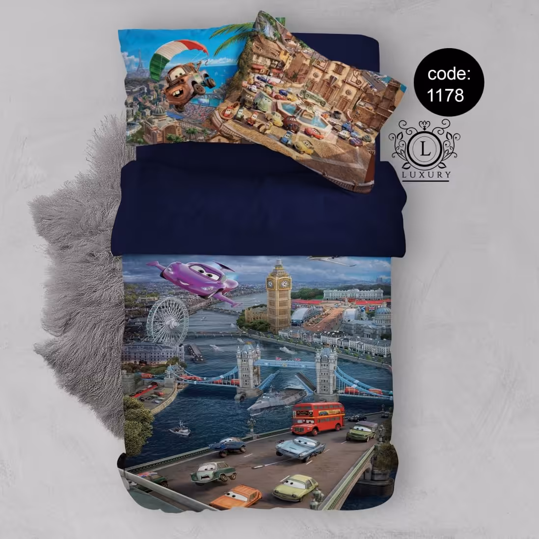 سرویس  روتختی تکنفره 4تکه چاپی قابل ست با پرده با انتخاب جنس پارچه کد1178