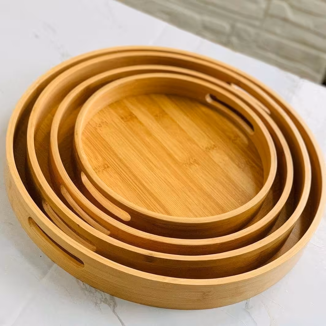 سینی گرد بامبو 4 تکه