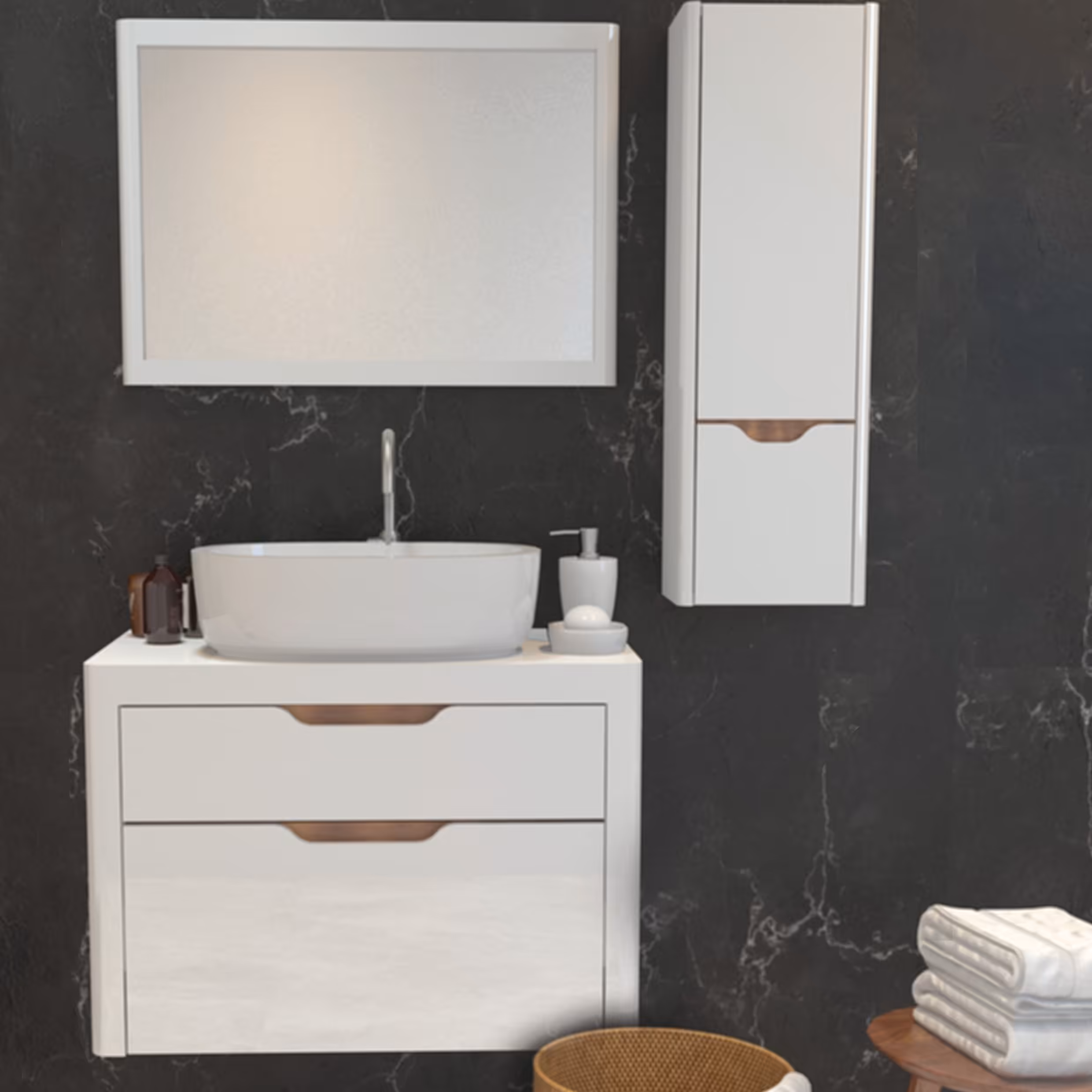 روشویی کابینتی  رزا   مدل  W 800 سفید