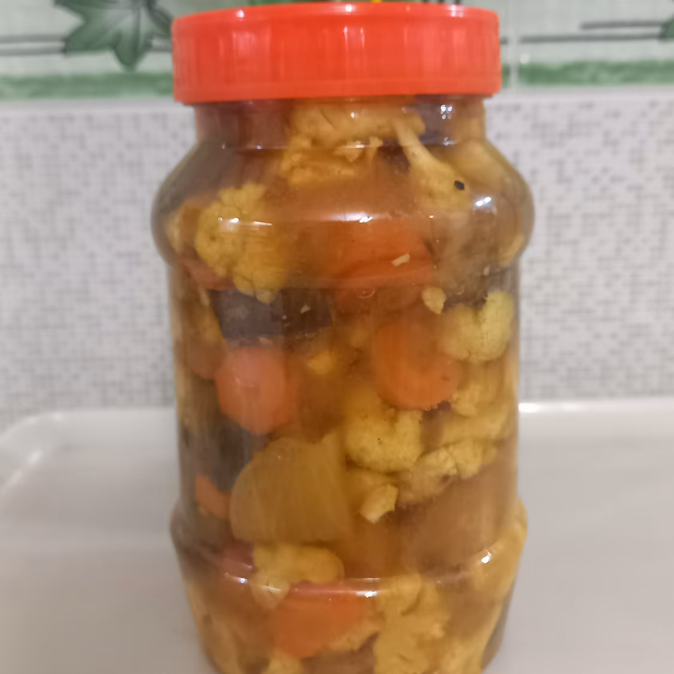 ترشی مخلوط با سرکه خانگی 