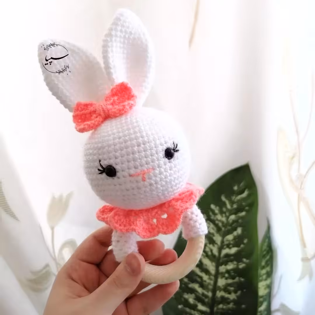 جغجغه دندونی دستبافت نوزاد خرگوش مناسب سیمسونی