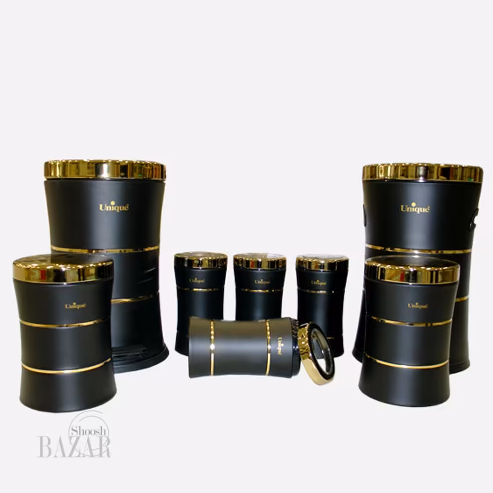 سرویس پاسماوری 8پارچه کمر باریک خطی مشکی یونیک کد 4594