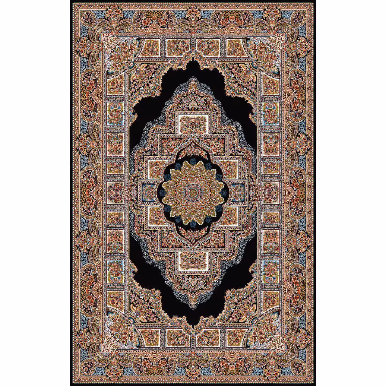 فرش طرح حوض نقره سرمه ای رنگ 700 شانه 12 متری