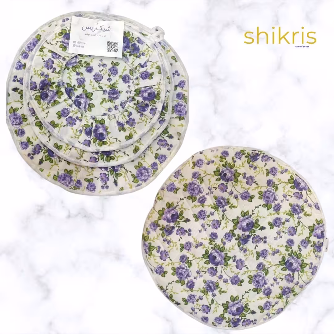 دمکن سه تیکه مدل گلدار بنفش