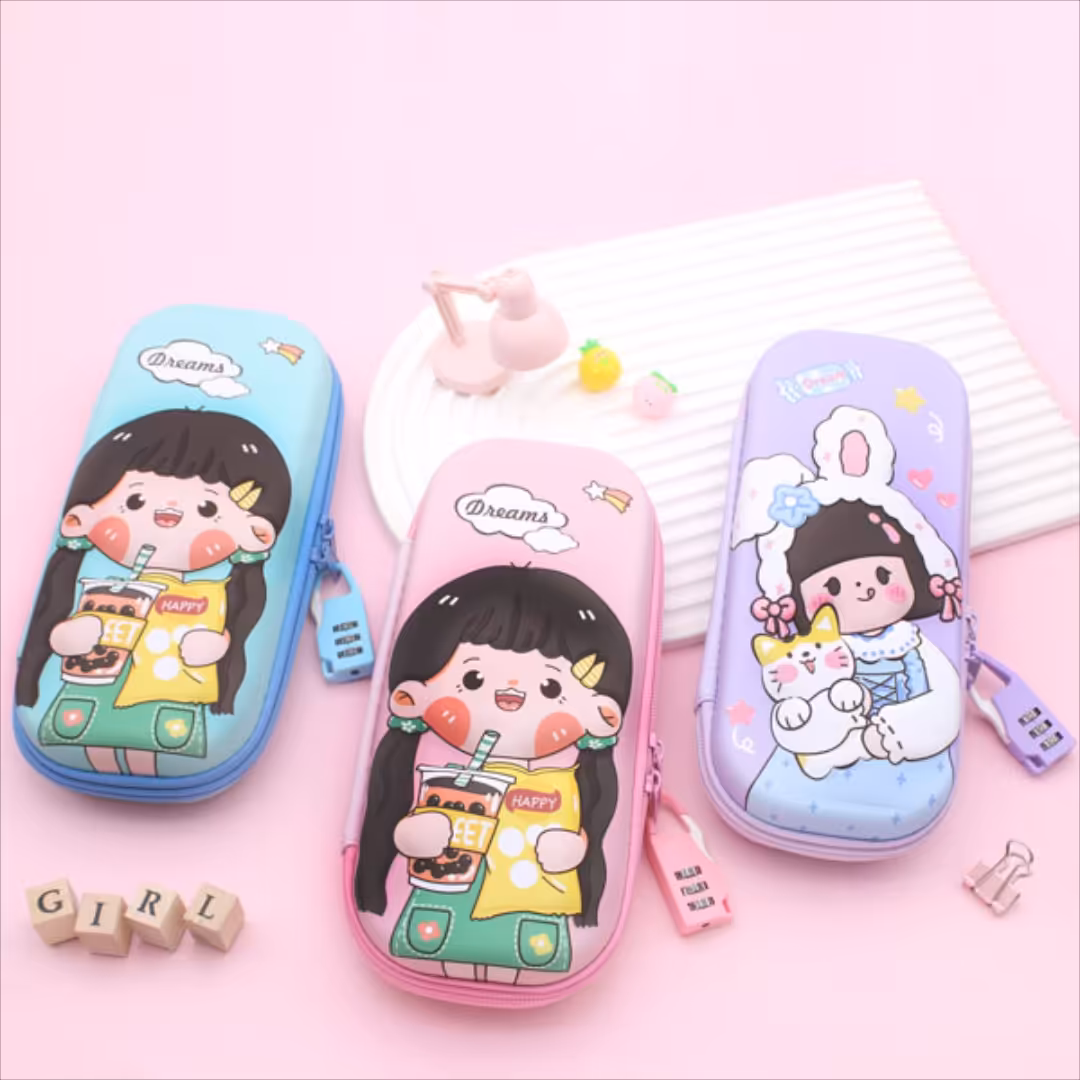 جامدادی جلد محکم برجسته قفل دار طرح Dream