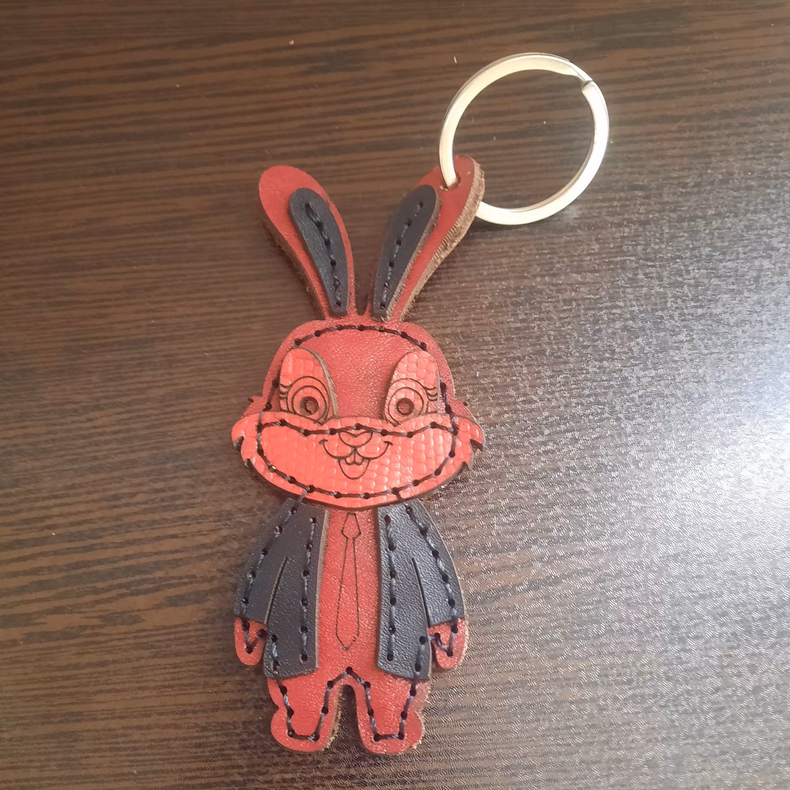 جاکلیدی طرح خرگوش چرم طبیعی گاو 