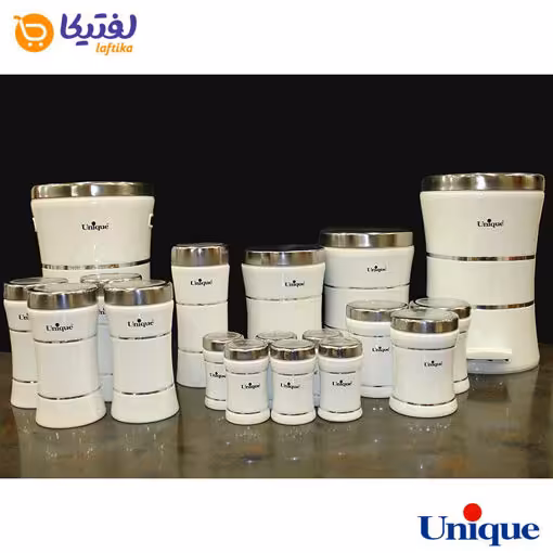 سرویس 18 پارچه کمر باریک خطی سفید استیل یونیک UN-4692
