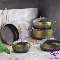 سرویس قابلمه پویان 10پارچه سلین خمره ای Eviz حنایی