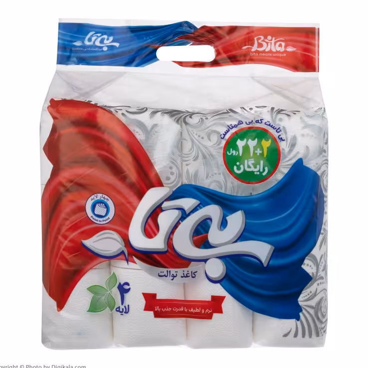 دستمال کاغذی توالت بیتا مدل 4 لایه بسته 24 عددی