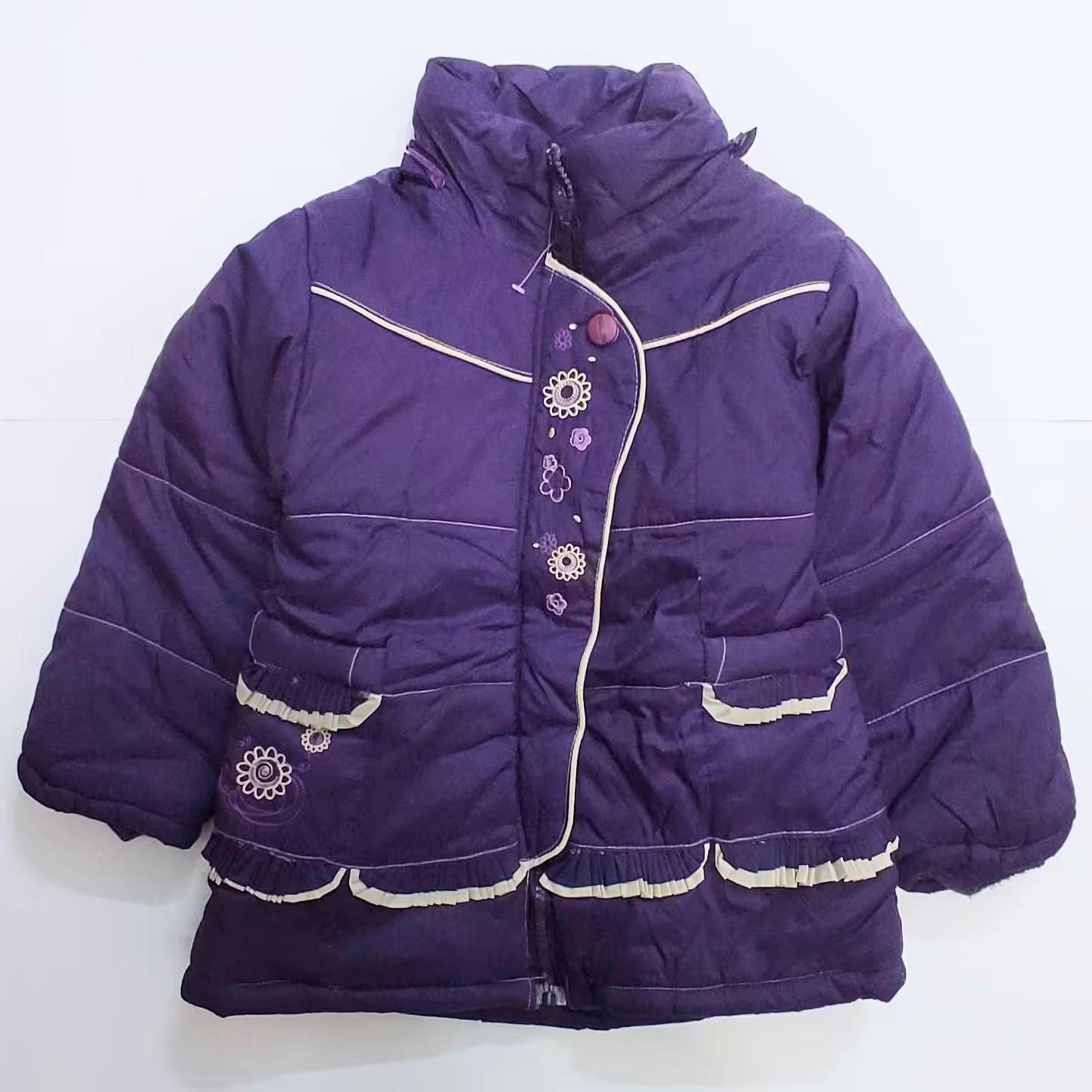 کاپشن دخترانه وارداتی سایز 50 و 55 داخل پولار( تو کرکی پنبه)  نارنجی پرتقالی و قرمز  بنفش تیره مناسب پنج تا ده سال