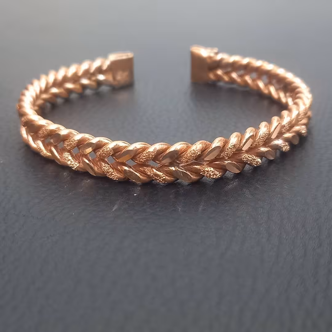 دستبند گندمی مس تراش دار