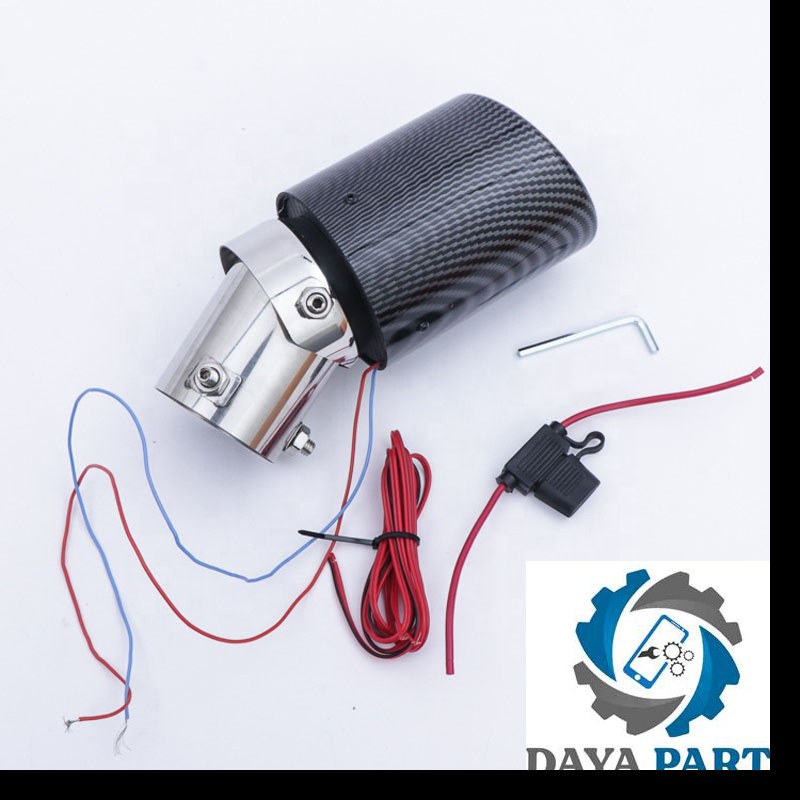 سر اگزوز اسپرت خودرو رنگ کربن دارای نور قرمز جنس استیل ضدزنگ