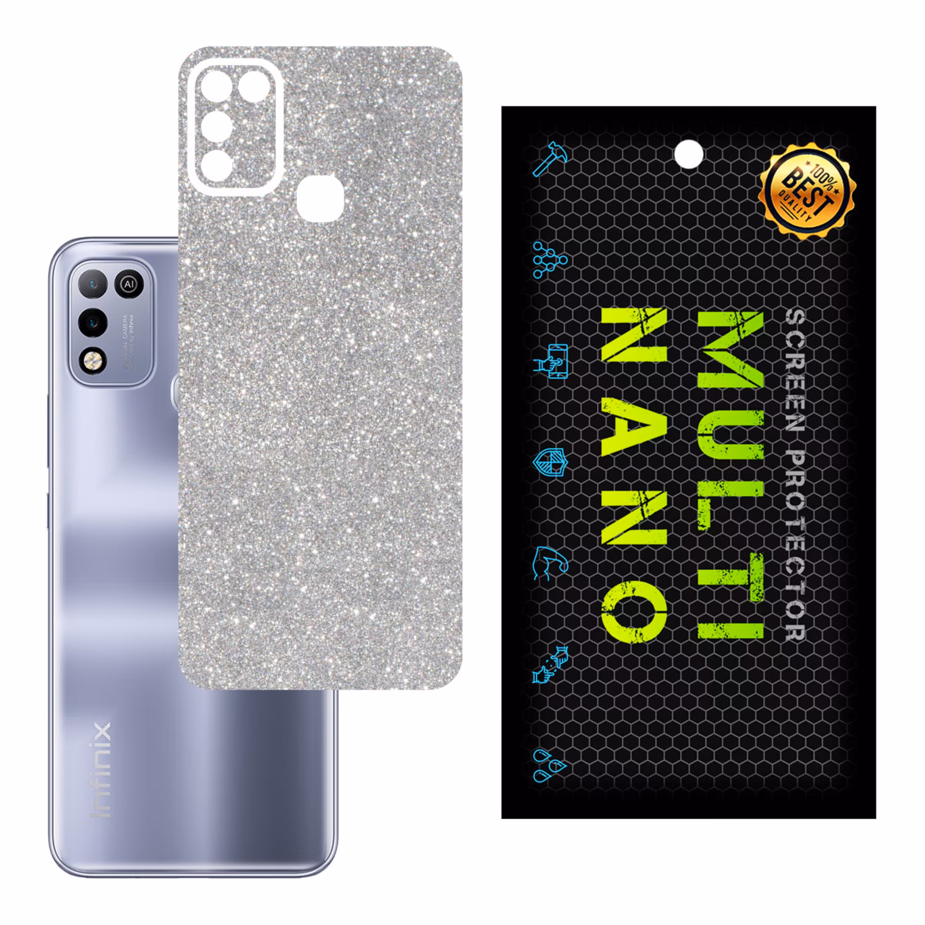 برچسب پوششی MultiNano مدل X-G1F-Silver برای پشت موبایل اینفینیکس Hot 10 Play