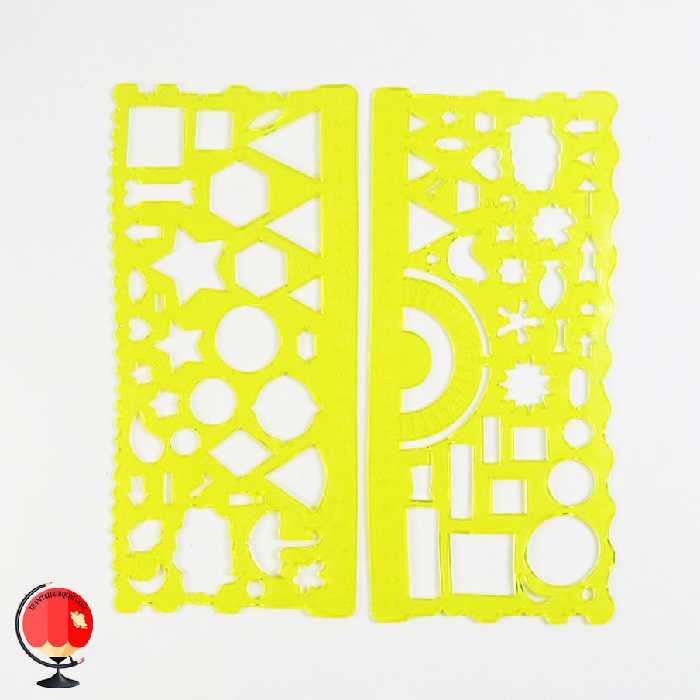 خط کش شابلون دار ژله ای بسته دو عددی زرد