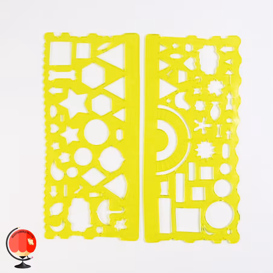 خط کش شابلون دار ژله ای بسته دو عددی زرد