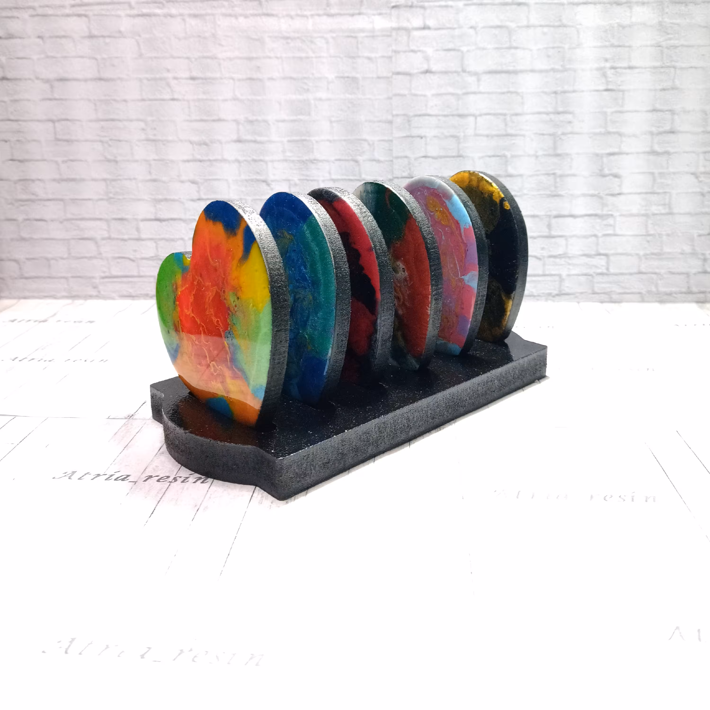  زیر لیوانی رزینی   (6عدد زیرلیوانی به همراه 1 عدد استند)