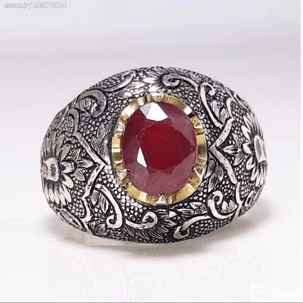 انگشتر فاخر وسلطنتی زیبای یاقوت قرمز دستساز سلطنتی بارکاب فوق العاده جوندار 