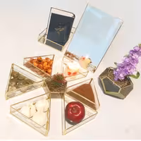 باکس شیشه ای جای شمعی مثلث