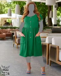 پیراهن راحتی یقه‌گرد آستین کوتاه سایز بزرگ