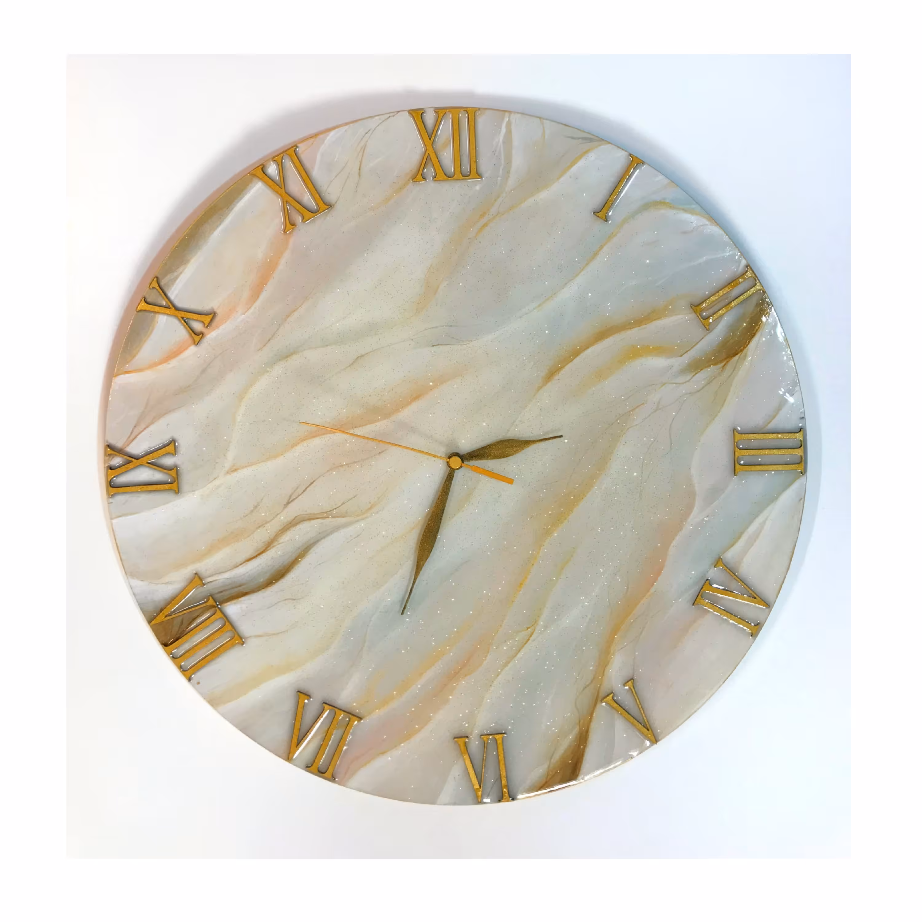 ساعت ماربل   طراحی شده با رنگ اکرلیک و فیکس شده با رزین 