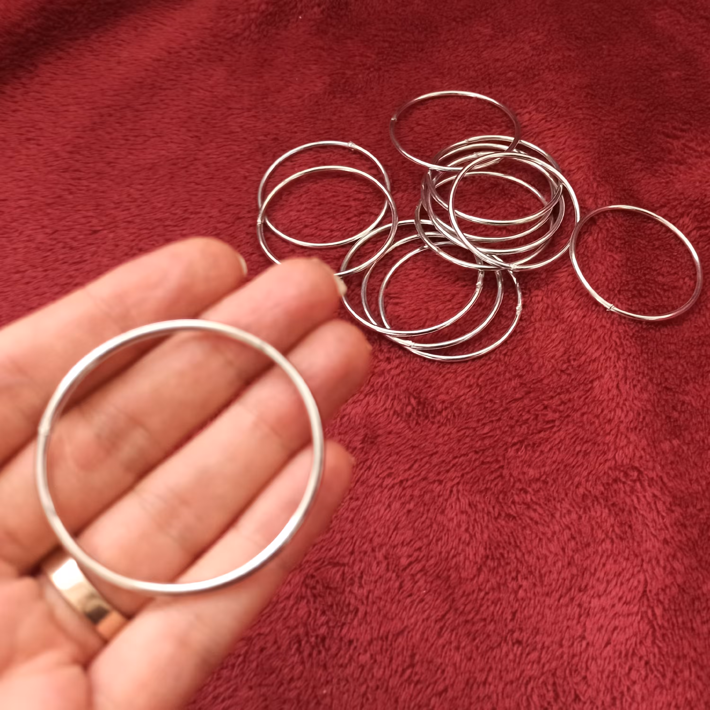 حلقه فلزی نقره ای قطر 5سانت بسته 5 عددی