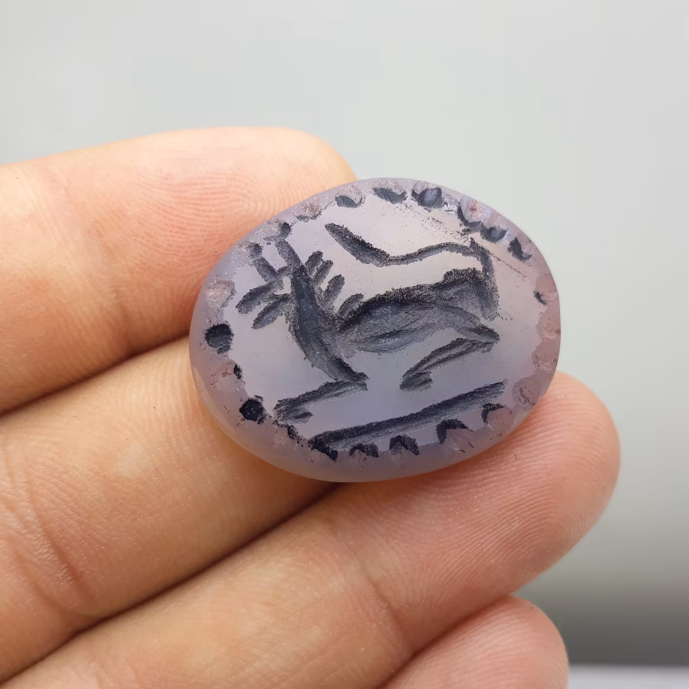 نگین عقیق کبود نشان کهنه 