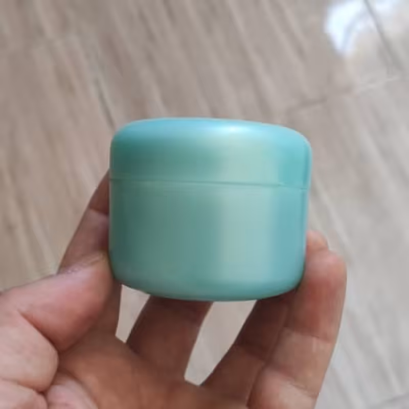 ظرف کرم 50گرمی سبزآبی دو جداره با درب پوش (بسته 50عددی)