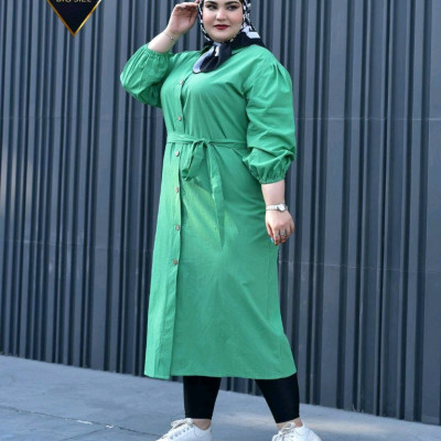 مانتو بلند زنانه جنس لنین مدل سایز بزرگ
