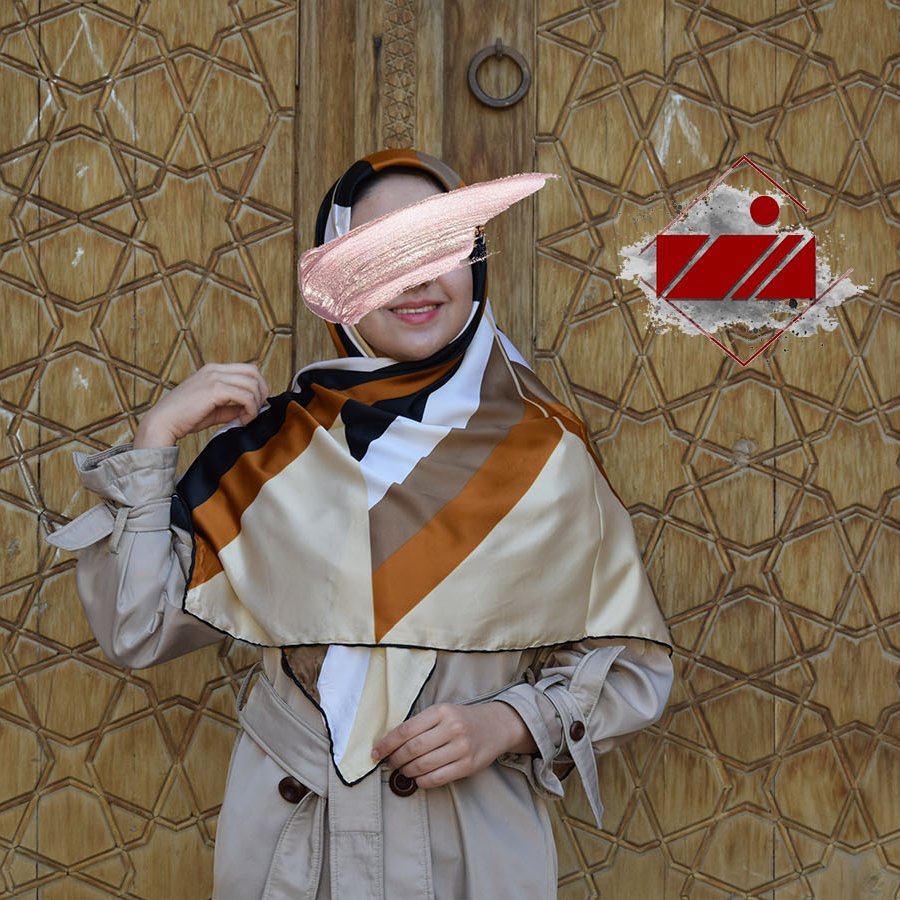 روسری دور دست دوز قواره 120 کرم