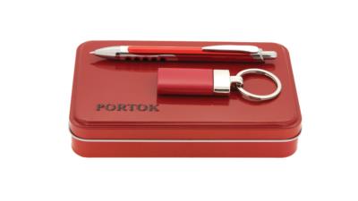 ست خودکار و جا کلیدی فلزیPORTOK 115 SET