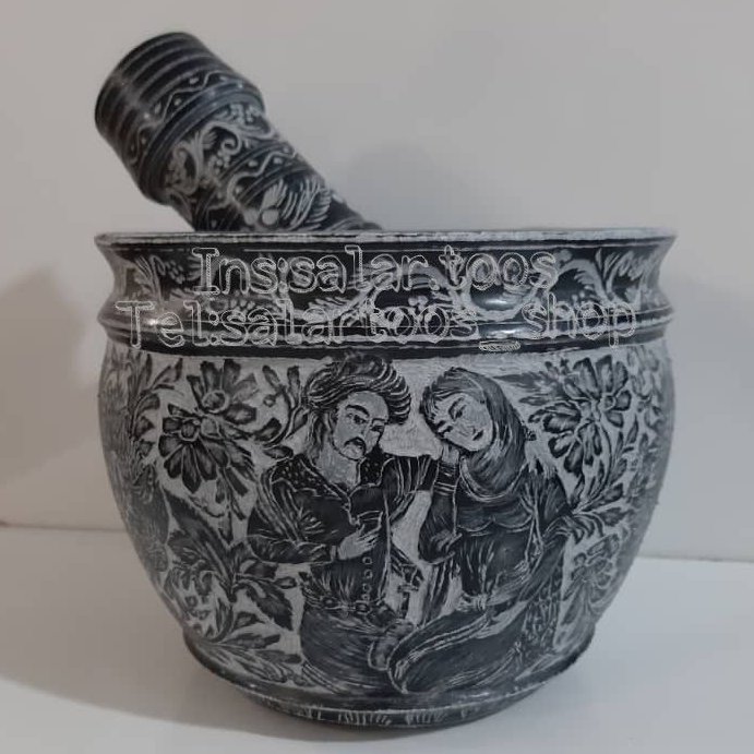 هاون سنگی طرح بزم خیام