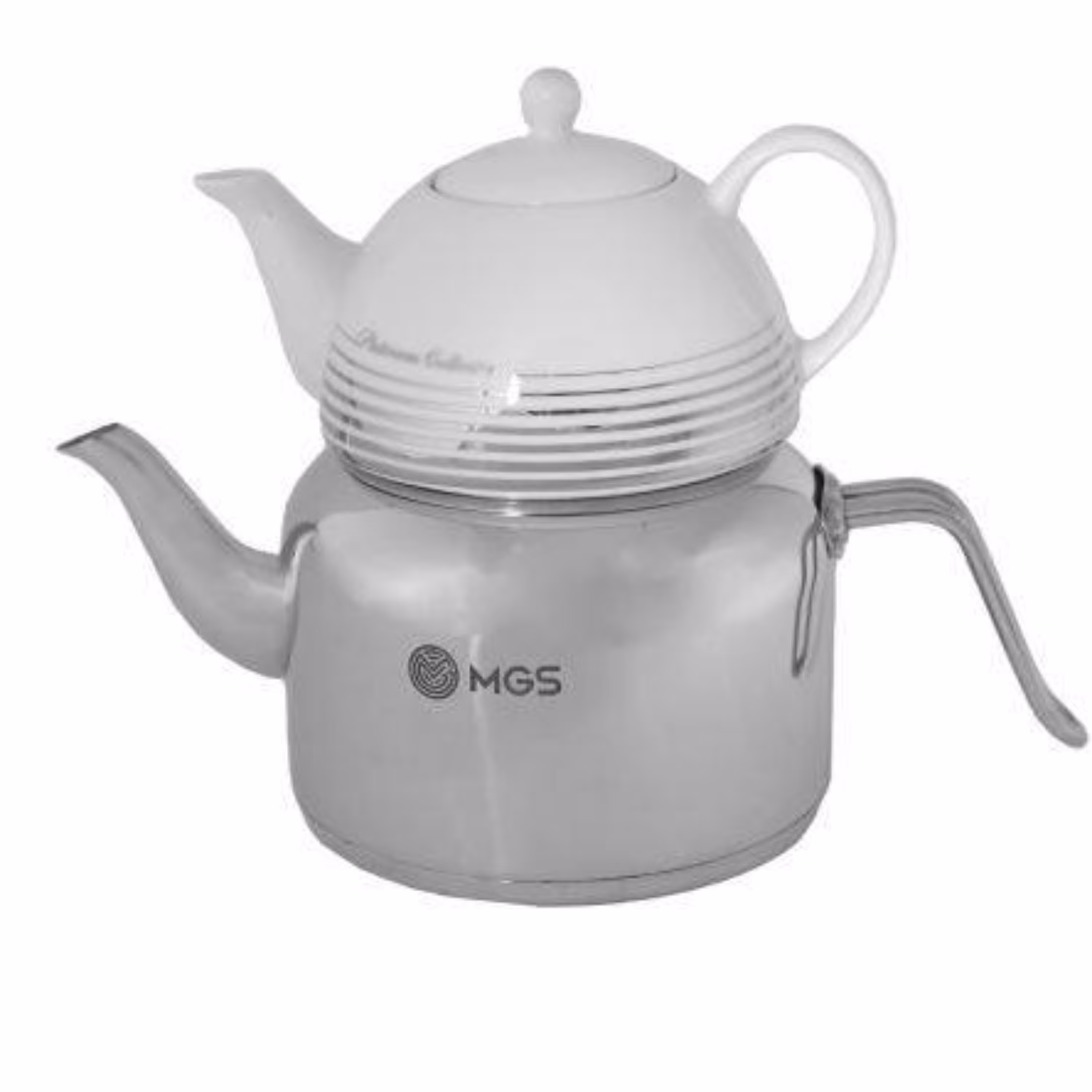 کتری قوری دسته بغل 3 لیتری ام جی اس mgs استیل کف چدن