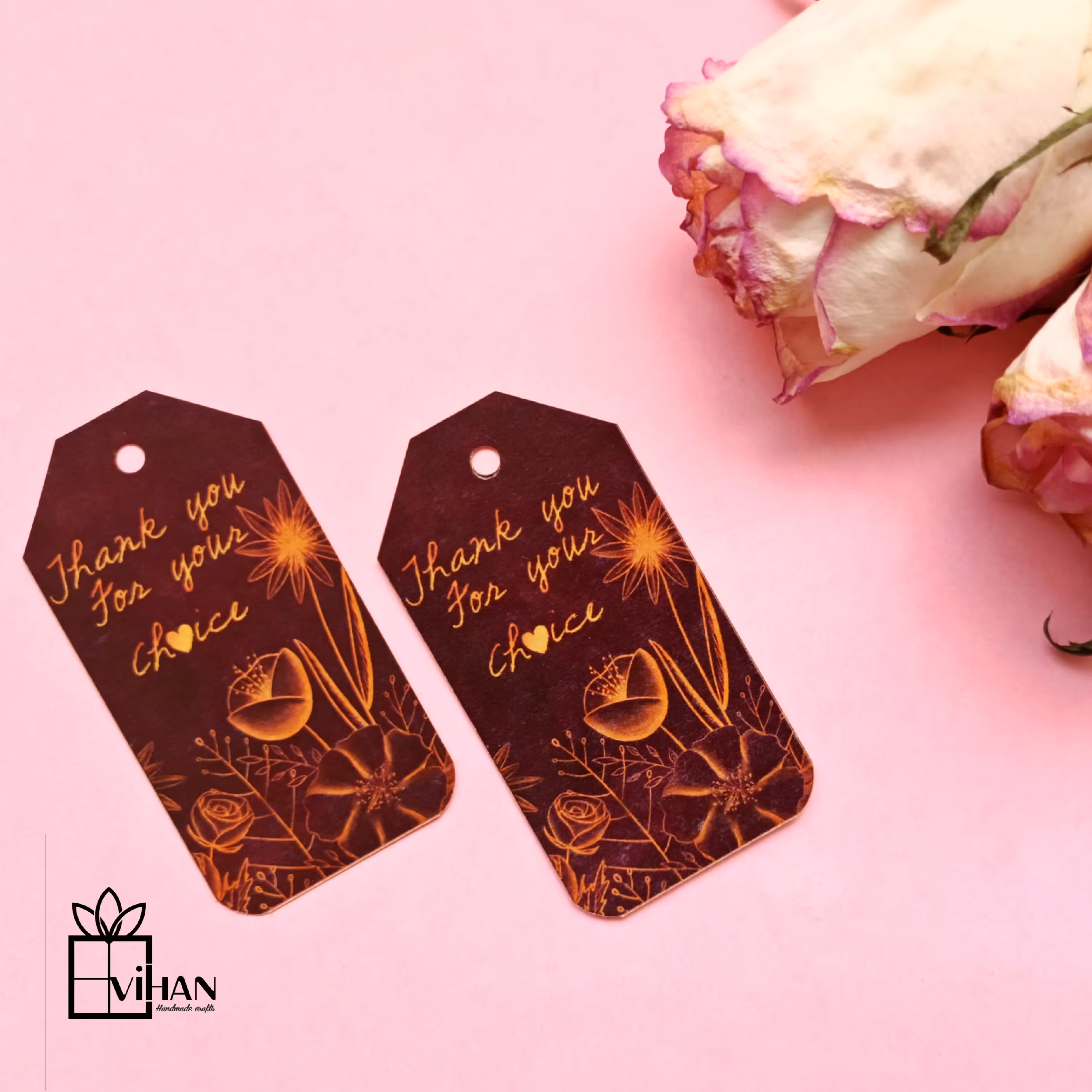 تگ کرافت سرمثلثی تک برگ تشکر از مشتری پشت ساده بسته 10 تا ئی 