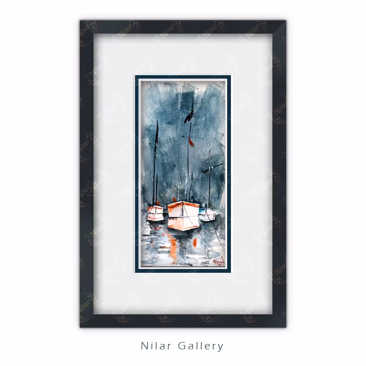 تابلو آبرنگ آبی کبود