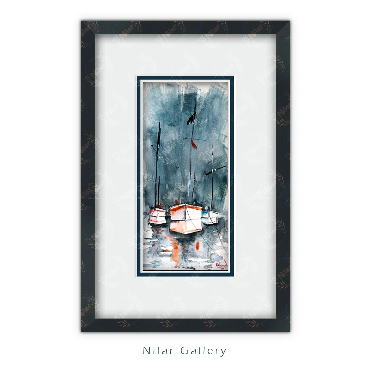 تابلو آبرنگ آبی کبود