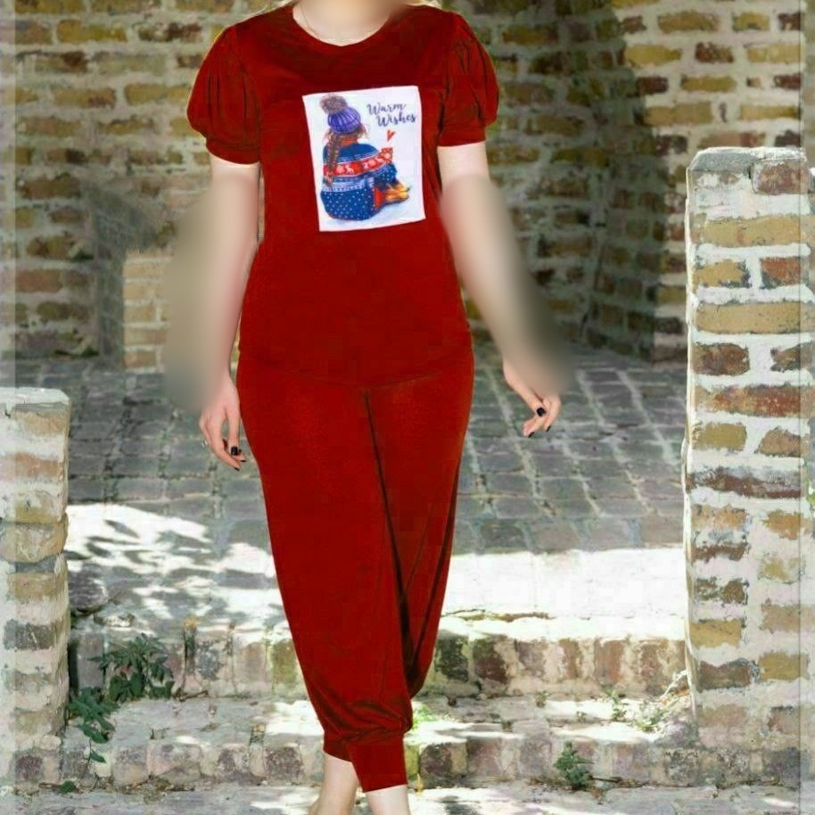 ست تیشرت شلوار زنانه و دخترانه  زیبای مینو