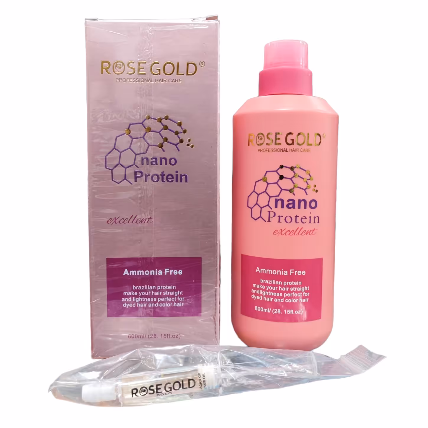 نانو پروتئین ویال دار برند رزگلد rose gold nano protein